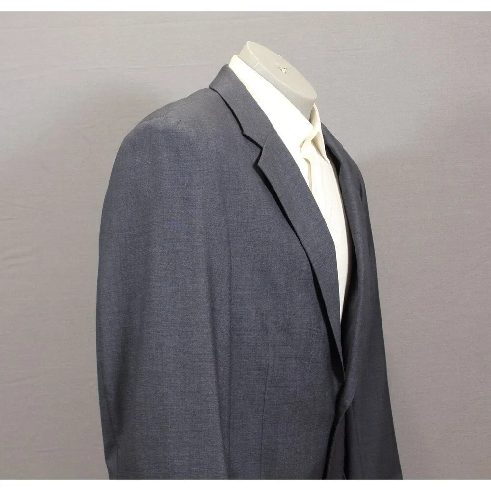 Jos a Bank 2 Piece Suit Mens  Blue 2 Btn Wool 41R Pleated Fronts 35" Waist - Picture 5 of 12